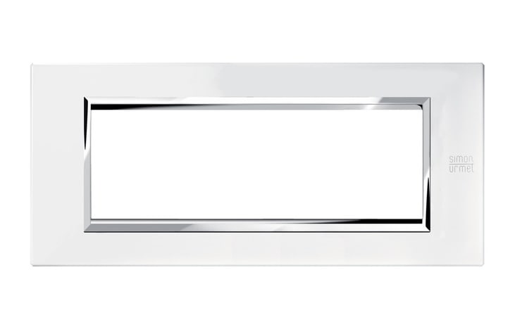 URMET - Placca zama bianco perla 6 moduli Expì metallo. 13906.BP