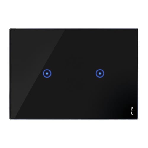 URMET - Placca touch 3 moduli, 2 simboli, vetro nero lava, senza touch 2 ingressi/uscite. 14023.NR