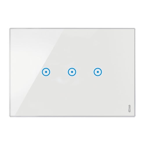 URMET - Placca 3 moduli senza touch, 3 simboli, vetro bianco neve, 3 ingressi pulsanti.