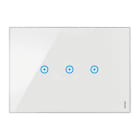 URMET - Placca 3 moduli senza touch, 3 simboli, vetro bianco neve, 3 ingressi pulsanti.