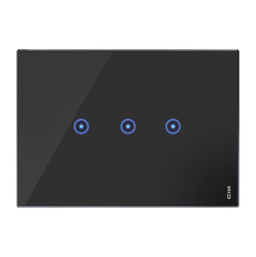 URMET - Placca touch 3 moduli, 3 simboli, vetro nero lava senza touchpad.