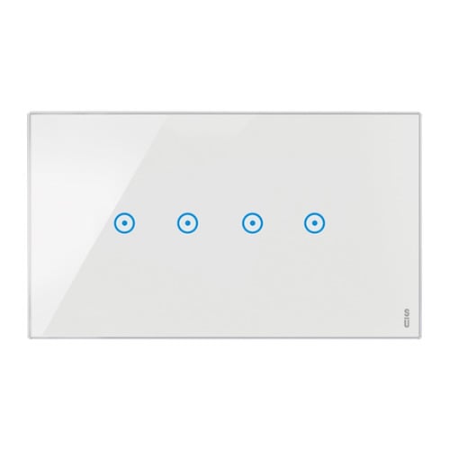 URMET - Placca 4 moduli, 4 simboli, Expì Touch, vetro, bianco neve, senza touch, 4 ingressi, 4 moduli, bianco.