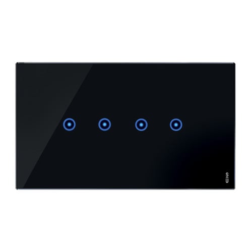 URMET - Placca touch 4 moduli, 4 simboli, vetro nero lava senza touch 4 input.