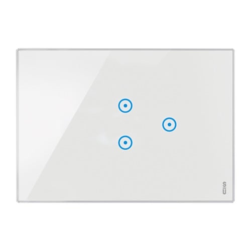 URMET - Placca 3 moduli, 1 simbolo centrale sovrapposto, 1 simbolo a destra, Expì Touch, vetro, bianco neve PLAC.BIANC.2 ICO SOV. 1 ICO DX. 14503D.BN