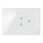 URMET - Placca 3 moduli, 1 simbolo centrale sovrapposto, 1 simbolo a destra, Expì Touch, vetro, bianco neve PLAC.BIANC.2 ICO SOV. 1 ICO DX. 14503D.BN