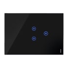 URMET - Placca 3 moduli, 1 simbolo centrale sovrapposto, 1 simbolo a destra, Expì Touch, vetro, nero lava, 2 ICO SOV. 1 ICO DX.