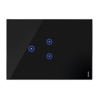 URMET - Placca 3 moduli, 1 simbolo centrale sovrapposto, 1 simbolo a sinistra, Expì Touch, vetro, nero lava PLAC.NERO 2 ICO SOV. 1 ICO SX.