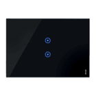 URMET - Placca touch vetro nero lava, 2 icone sovrapposte, 3 moduli, simbolo centrale.