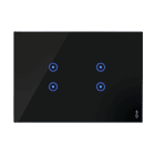 URMET - Placca touch 4 moduli, 2 icone sovrapposte, vetro nero lava, Expì Touch, 3M NR.