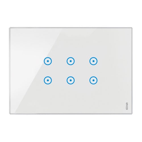 URMET - Placca touch 3 moduli, 6 icone sovrapposte, vetro bianco neve.