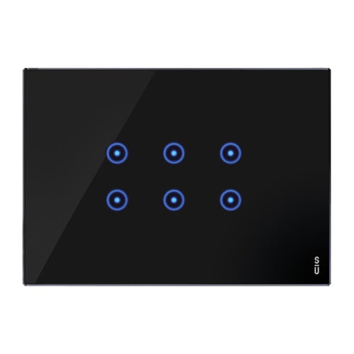 URMET - Placca touch 3 moduli, 6 icone sovrapposte, vetro nero lava. 14563.NR