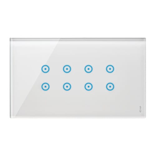 URMET - Placca touch 8 icone sovrapposte, 4 moduli, vetro bianco neve.