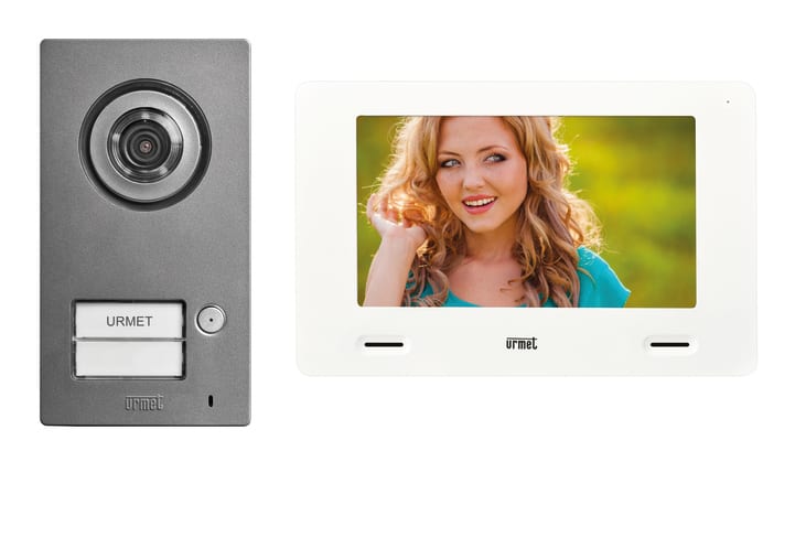 URMET - Kit monofamiliare video con pulsantiera Mikra2 e videocitofono cxModo, sistema 2 fili MININOTE+ MONO.