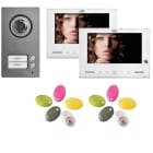 URMET - Kit bifamiliare video Note2 Wifi con pulsantiera Mikra2, videocitofono vModo e sistema 2 fili, con rinvio di chiamata.