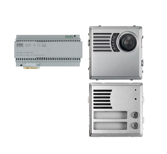 URMET - Kit base impianto con pulsantiera Sinthesi S2 e posto esterno video, sistema 2Voice, completo di videocitofono VPE.