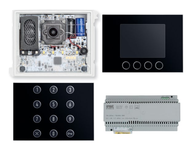 URMET - Kit base impianto video Alpha con tastiera, display e rubrica digitale, sistema 2Voice.