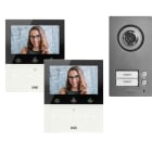 URMET - Kit bifamiliare video con pulsantiera Mikra2 e videocitofono vivavoce con Wi-Fi VOG5W bianco, sistema 2Voice.