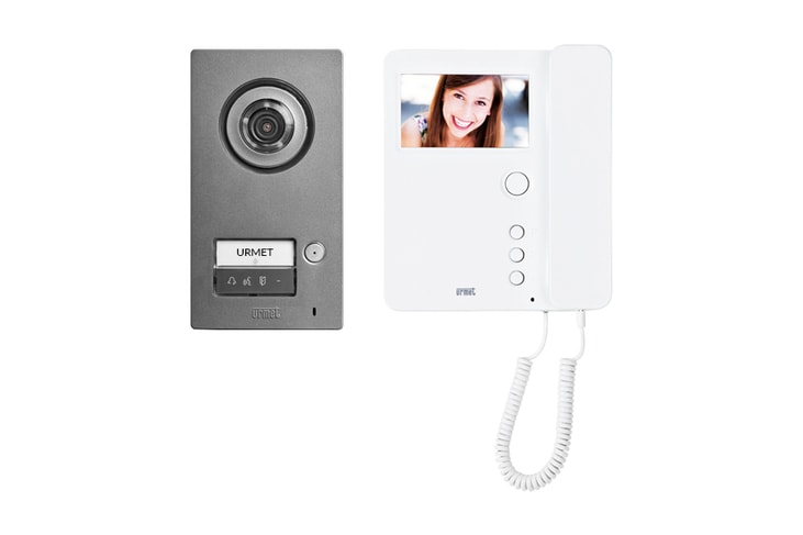 URMET - Kit monofamiliare con pulsantiera Mikra2 e videocitofono a cornetta Mìro, sistema 2Voice. 1784/761
