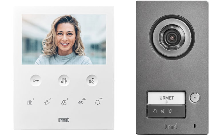 URMET - Kit monofamiliare video con pulsantiera Mikra2 e videocitofono vivavoce VOG5, sistema 2Voice - KIT 2V MONOFAM MIKRA-VOG5.