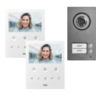 URMET - Kit bifamiliare video con pulsantiera Mikra2 e videocitofono vivavoce VOG5, sistema 2Voice, KIT 2V MONOFAM MIKRA-VOG5.