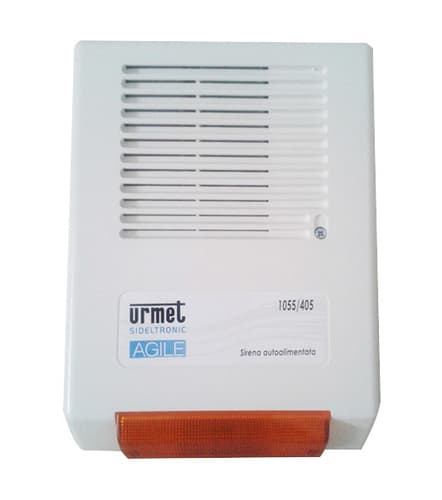 URMET - Sirena esterna autoalimentata con lampeggiante e batteria ricaricabile 7.2V, 1055