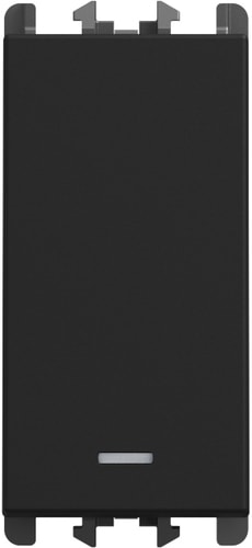 URMET - Pulsante retroilluminato morsetti innesto rapido 1 modulo 1P 10A Lybra Nero 27008L.N