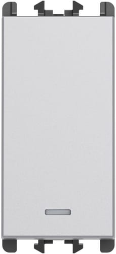 URMET - Interruttore retroilluminato morsetti a vite 1 modulo 1P 10AX Lybra Alluminio 27101L.AL