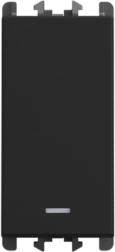 URMET - Interruttore retroilluminato con funzione individuazione stato carico morsetti a vite 1 modulo 1P 10AX Lybra Nero 27101S.N