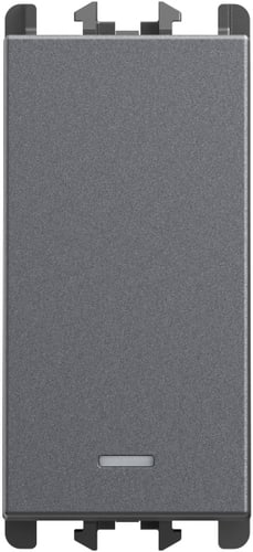 URMET - Interruttore retroilluminato con funzione individuazione stato carico morsetti a vite 1 modulo 1P 10AX Lybra Titanio 27101S.TT