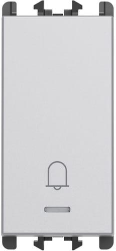 URMET - Pulsante retroilluminato con icona campanello morsetti a vite 1 modulo 1P 10A Lybra Alluminio