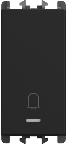 URMET - Pulsante retroilluminato con icona campanello morsetti a vite 1 modulo 1P 10A Lybra Nero 27109L.N