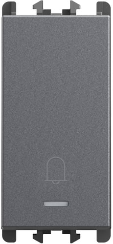 URMET - Pulsante retroilluminato con icona campanello morsetti a vite 1 modulo 1P 10A Lybra Titanio 27109L.TT