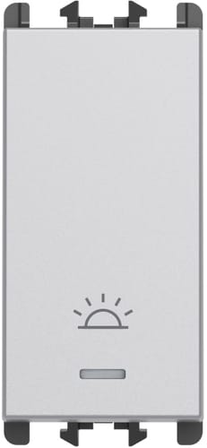 URMET - Pulsante retroilluminato con icona luce morsetti a vite 1 modulo 1P 10A Lybra Alluminio 27110L.AL