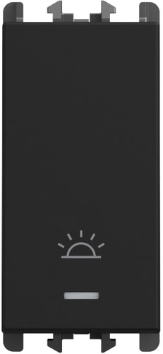 URMET - Pulsante retroilluminato con icona luce morsetti a vite 1 modulo 1P 10A Lybra Nero
