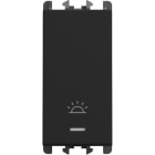 URMET - Pulsante retroilluminato con icona luce morsetti a vite 1 modulo 1P 10A Lybra Nero 27110L.N