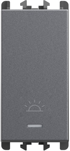 URMET - Pulsante retroilluminato con icona luce morsetti a vite 1 modulo 1P 10A Lybra Titanio