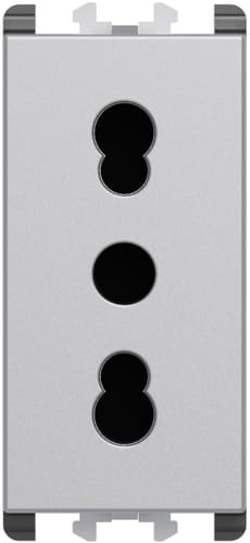 URMET - Presa bipasso P11-P17 1 modulo 2P+T 16A-250V Lybra Alluminio 27303.AL