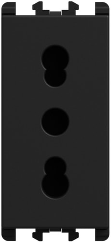 URMET - Presa bipasso P11-P17 1 modulo 2P+T 16A-250V Lybra Nero 27303.N