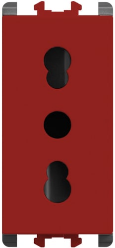 URMET - Presa bipasso P11-P17 1 modulo 2P+T 16A-250V Lybra Rosso