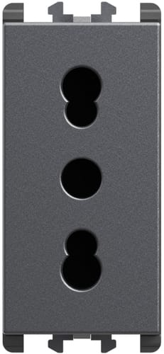 URMET - Presa bipasso P11-P17 1 modulo 2P+T 16A-250V Lybra Titanio 27303.TT