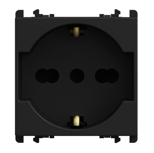 URMET - Presa universale P40 2 moduli 2P+T 16A-250V Lybra Nero 27310/2.N