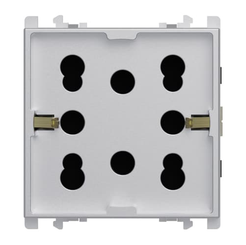 URMET - Presa Multy P40 2 moduli due prese bipasso P11-P17 e una presa schuko Lybra Alluminio 27311/2.AL