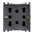 URMET - Presa Multy P40 2 moduli due prese bipasso P11-P17 e una presa schuko Lybra Titanio