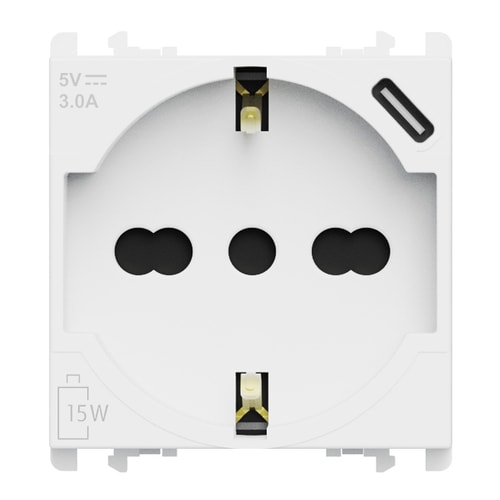 URMET - Presa P40+USB 3.0A con uscita Tipo "C" 2 moduli Lybra Bianco 27312/2.B