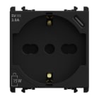 URMET - Presa P40+USB 3.0A con uscita Tipo "C" 2 moduli Lybra Black 27312/2.N