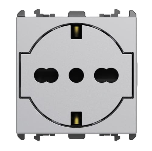 URMET - Presa universale P40 clean 2 moduli 2P+T 16A-250V Lybra Alluminio 27314/2.AL