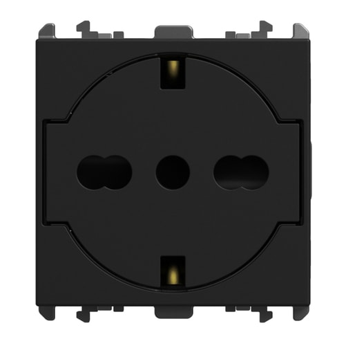 URMET - Presa universale P40 clean 2 moduli 2P+T 16A-250V Lybra Nero 27314/2.N