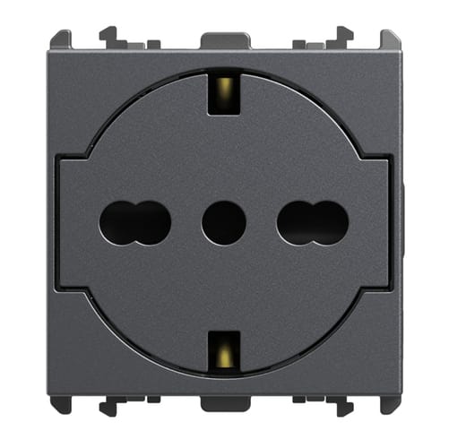 URMET - Presa universale P40 clean 2 moduli 2P+T 16A-250V Lybra Titanio 27314/2.TT