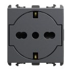 URMET - Presa universale P40 clean 2 moduli 2P+T 16A-250V Lybra Titanio 27314/2.TT