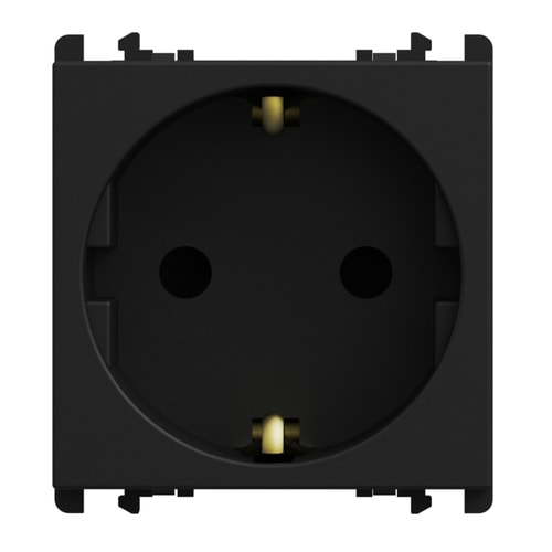 URMET - Presa tedesca 2 moduli 2P+T 16A-250V Lybra Nero 27320/2.N